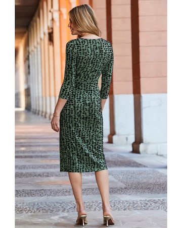 Sosandar Abstract Print Knot Midi Dress