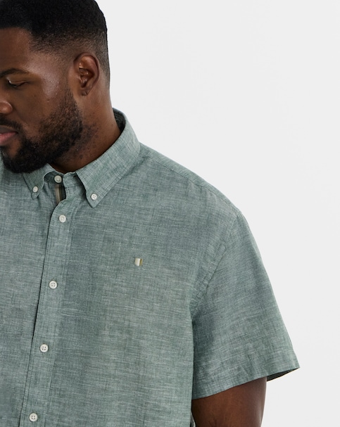 Jack &  Jones Premium Summer Linen Blend Shield Shirt - Green