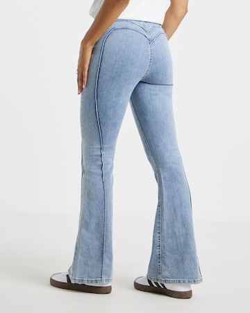 Simply Be Light Wash Seam Detail Flared Jean