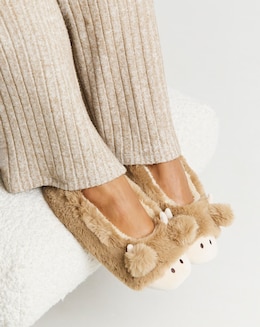 Helly Highland Cow Ballerina Slippers - Extra Wide Fit (EEE)