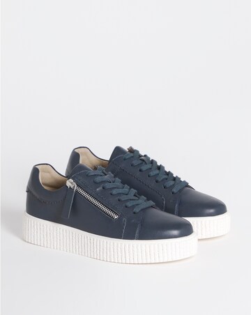 Quincy Side Zip Leather Trainer - Wide Fit (E)