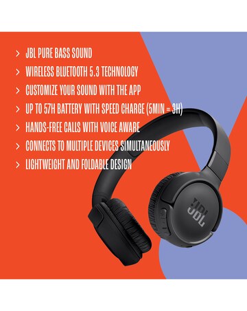 JBL Tune 520BT Wireless On-Ear Headphones - Black