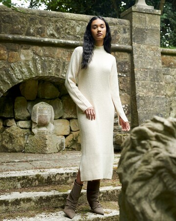 Ro&Zo Oatmeal High Neck Jumper Dress