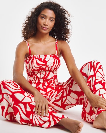 Shirred Bandeau Beach Jumpsuit