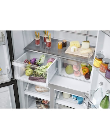Haier Cube 83 HCR3818ENMG Total No Frost American Fridge Freezer - Silver