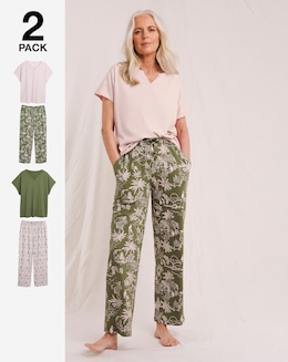 JD Williams (2 Pack) Cotton Pyjama Sets Palm Print