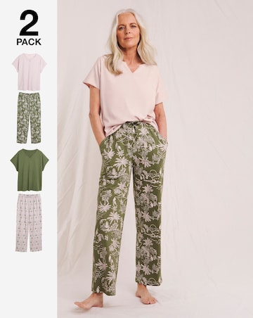 JD Williams (2 Pack) Cotton Pyjama Sets Palm Print