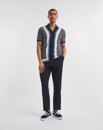 Navy Pattern Knitted Polo