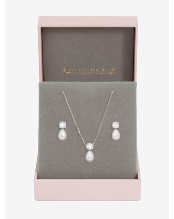 Jon Richard Rhodium Plated Crystal and Pearl Bridal Set - Gift Box
