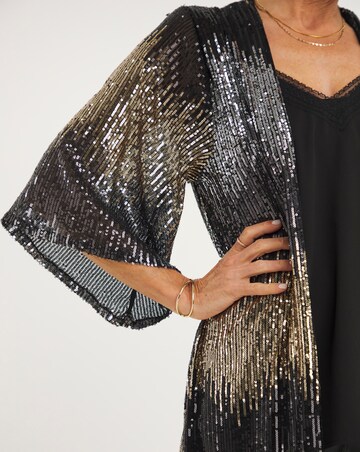 Multi Zig Zag Sequin Kimono