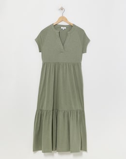 Notch Neck Jersey Smock Dress