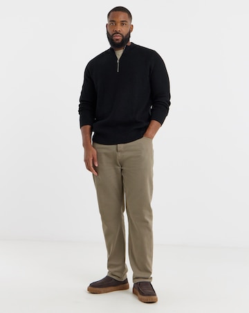 Jack & Jones Pannel Knit Half Zip - Black