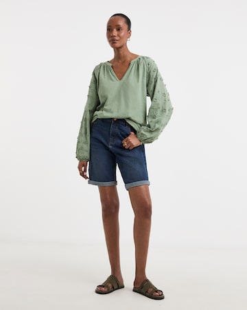 V neck 3D Floral Long Sleeve Blouse