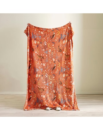 Catherine Lansfield Enchanted Twilight Fleece Throw - Burnt Orange