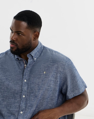 Jack & Jones Premium Summer Linen Blend Shield Shirt - Denim Blue