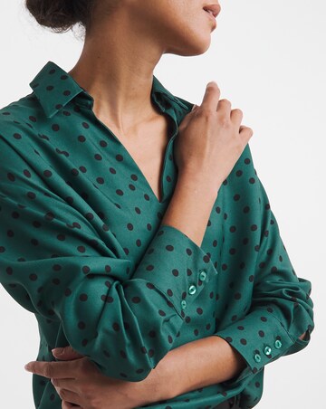 Herringbone Collar Detail Popover Blouse
