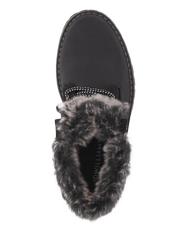 Fur Collar Lace Up Boot - Wide Fit (E)