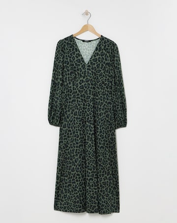 Green Animal Supersoft Midi Dress