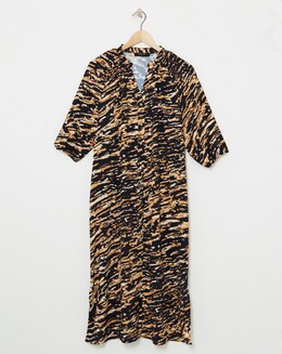 Printed Textured Fabric Kaftan Dress