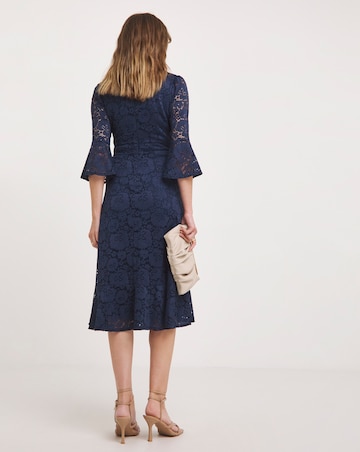 Joanna Hope Fluted Sleeve Stretch Lace Midi Dress