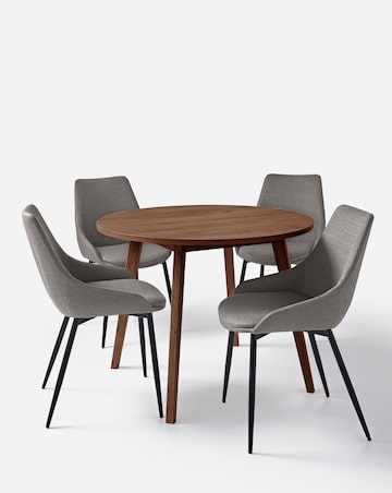 Oslo Round Dining Table with 4 Etta Fabric Chairs