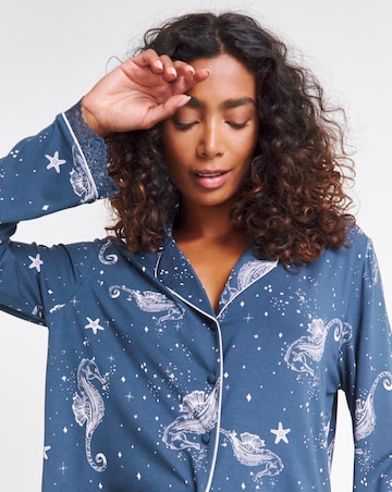 Viscose and Lace Button Through Pyjama Set