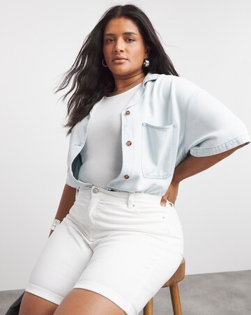 Simply Be White 24/7 Knee Shorts