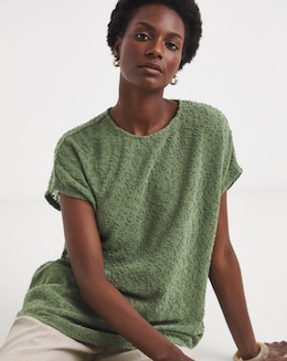 Boucle Longline Curved Hem Top