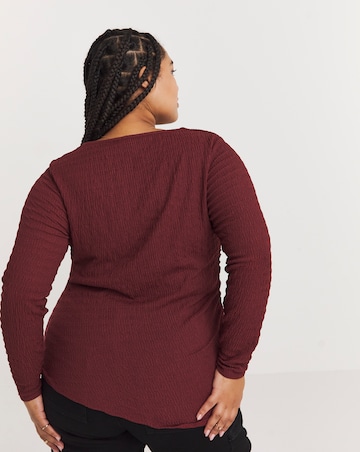 Burgundy Asymmetric Ruched Top