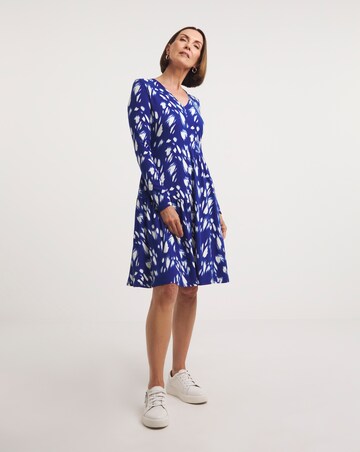 Asymmetric Jersey Swing Dress With Long Sleeves