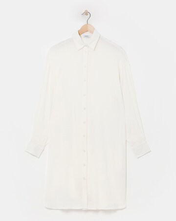 Simply Be Ecru Longline Crinkle Long Sleeve Shirt