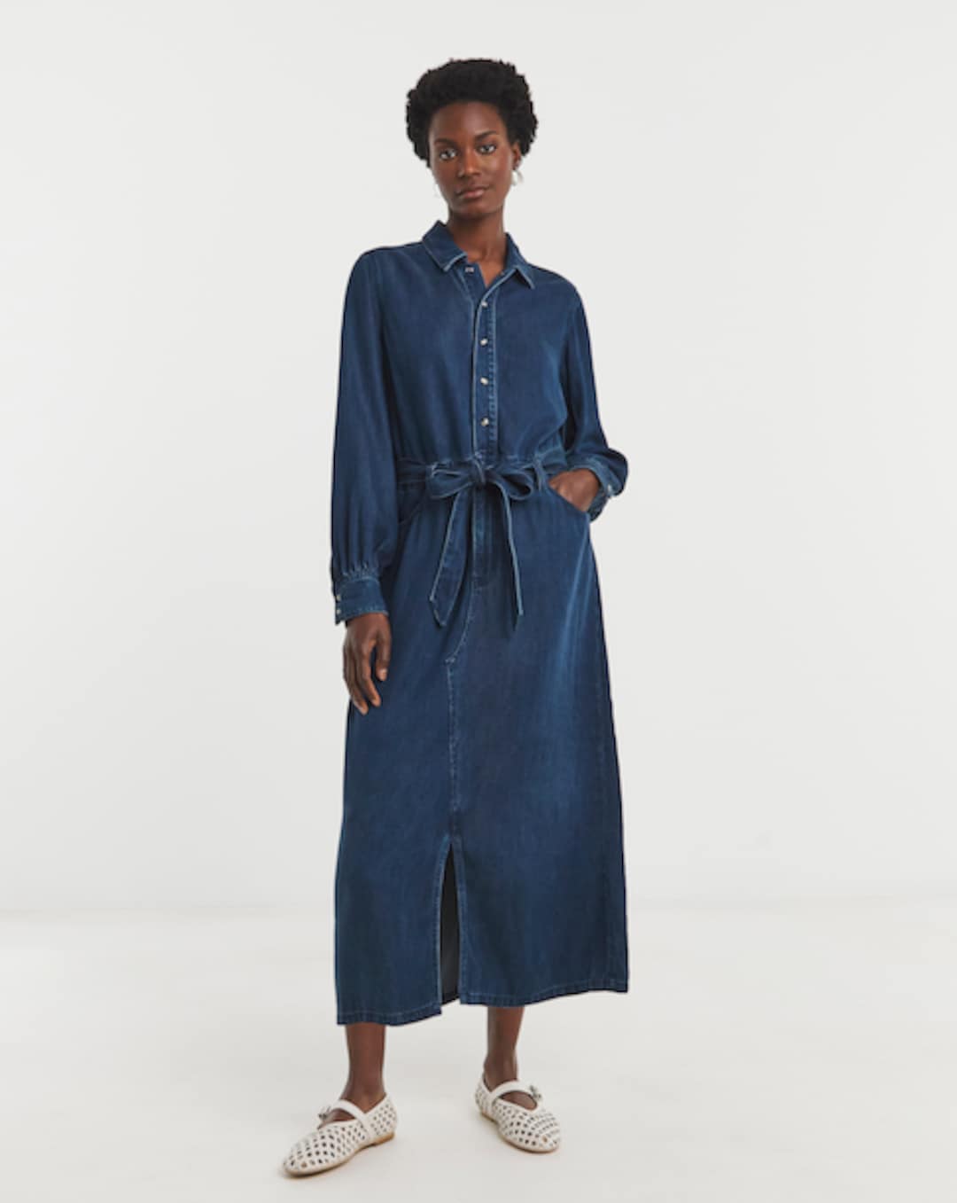 denim dress fat face Maria Blue Denim Midi Dress