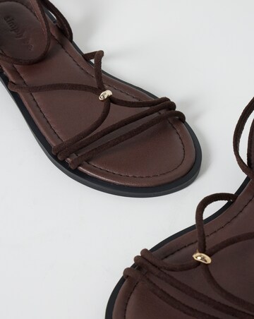 Toni Strappy Hardware Detail Flat Sandals - Wide Fit (E)