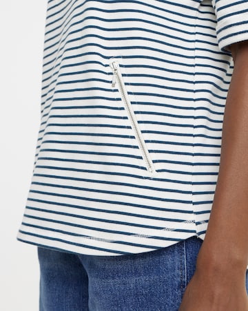 Stripe Longline Short Sleeve Sweatshirt