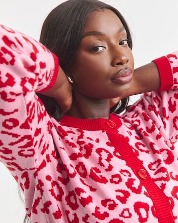 Simply Be Crew Neck Leopard Print Cardigan