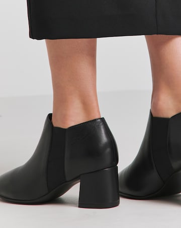 Heavenly Soles Colette Leather Mid Block Heel Shoe Boots - Wide Fit (E)