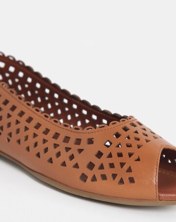 Elwood Lasercut Detail Leather Peep Toe Shoes - Extra Wide Fit (EEE)