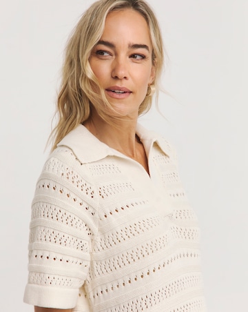 Crochet Collar Short Sleeve Dress