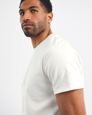 Textured Crew Neck T-Shirt- Ecru