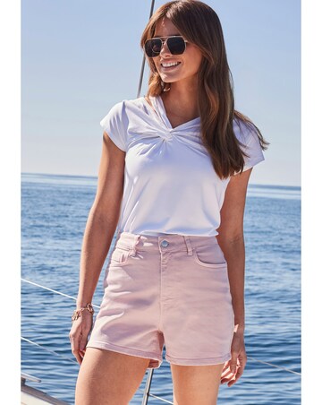 Sosandar Ivory Asymmetric Neck Detail Jersey Top