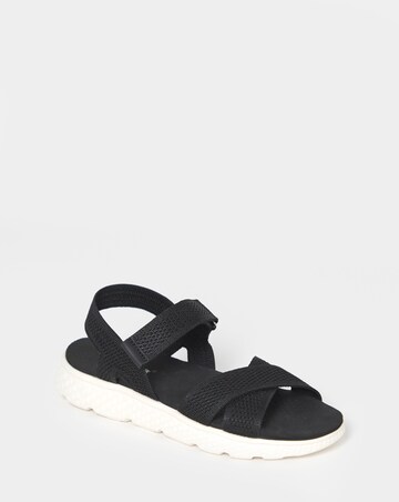 Cushion Walk Black Knit Strappy Sandals - Extra Wide Fit (EEE)