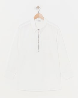 Cotton Poplin Zip Detail Shirt