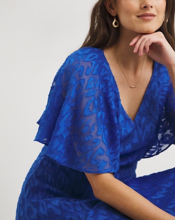 Joanna Hope Cobalt Animal Burnout Midi Dress