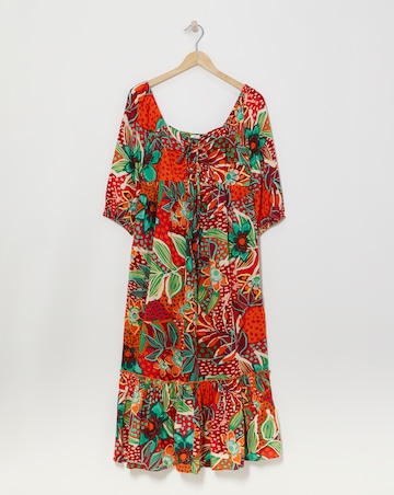 Viscose Smock Sundress With Neck Ties