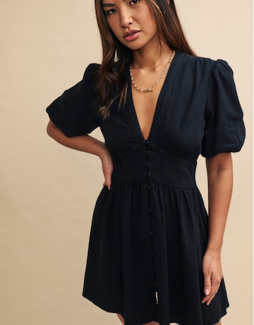 Nobody's Child BlackStarlight Linen Long Sleeve Mini Dress