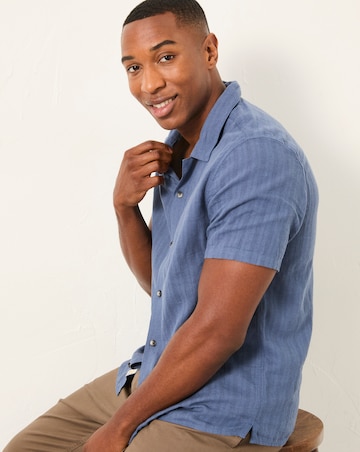 FatFace Bugle Linen Stripe Shirt (Regular & Tall) - Dark Blue