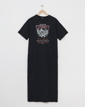 Black Rock Graphic Maxi T-Shirt Dress With Side Split