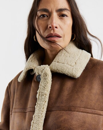 Tan Maxi Shearling Coat