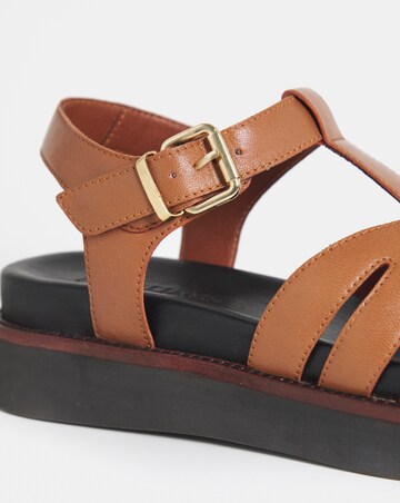 Fontana Leather T Bar Fisherman Sandals - Extra Wide Fit (EEE)