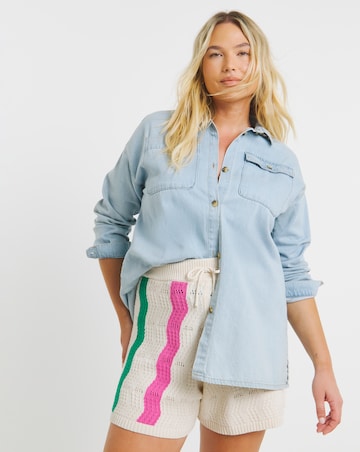 Native Youth Multi Stripe Intarsia Knitted Short